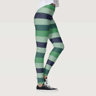 Blått- och gröntranddamasker leggings