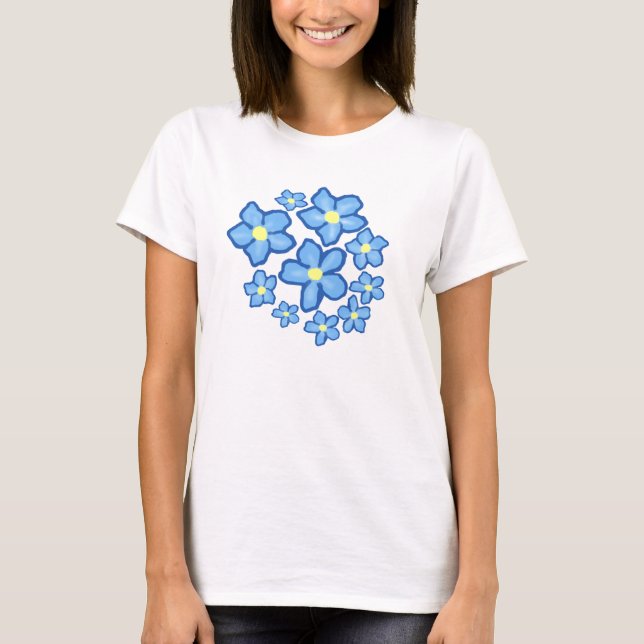 Blått- och gula blommorskjorta tee shirt (Framsida)