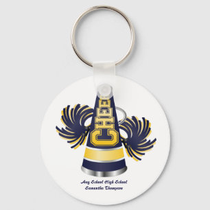 Blått och gula Cheerleading Keychain Nyckelring