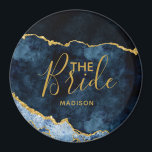 Blått och gula eldagatmarmor för marmor magnet<br><div class="desc">Marble Agate Gilded Geode Design,  med Modern och typsnitt. Trendig och Chic Bröllop Bride Magnet! ~ Kolla min butik för att se hela bröllop-svit för den här designen!</div>