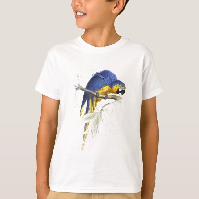 Blått och gula Maccaw av Edward Lear Tee (Framsida)