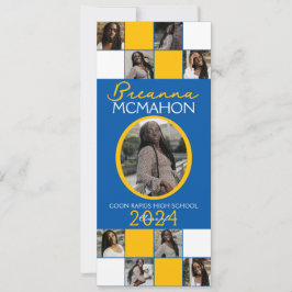 Blått och Guld 9 Foto Studenten-meddelande Inbjudningar