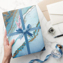 Blått och guld agate marble-emballage papper