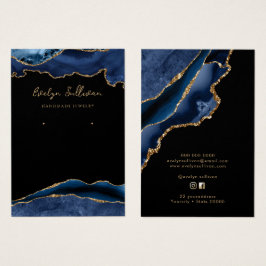 Blått och guld agate-visning för smycken visitkort