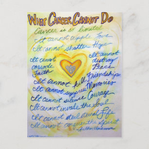 Blått och Guld Angel Heart Cancer Text Postcard Vykort