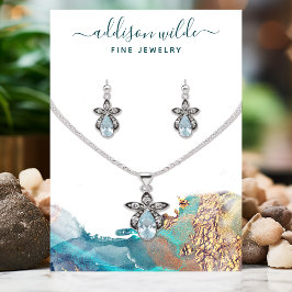 Blått och Guld Bläck-kort för Visning vid påläsnin Visitkort