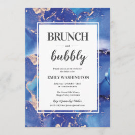Blått och Guld Brunch & Bubbly-inbjudan Inbjudningar