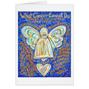 Blått och Guld Cancer Angel Card Hälsningskort