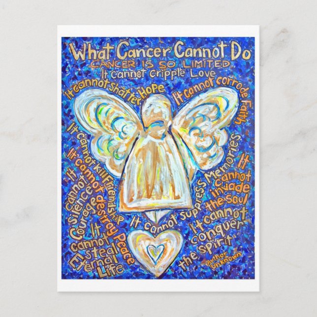Blått och Guld Cancer Angel-vykort Vykort (Framsida)