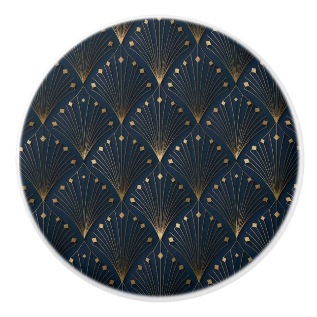 Blått Och Guld Dekorativt Mönster Knopp (Framsidan)