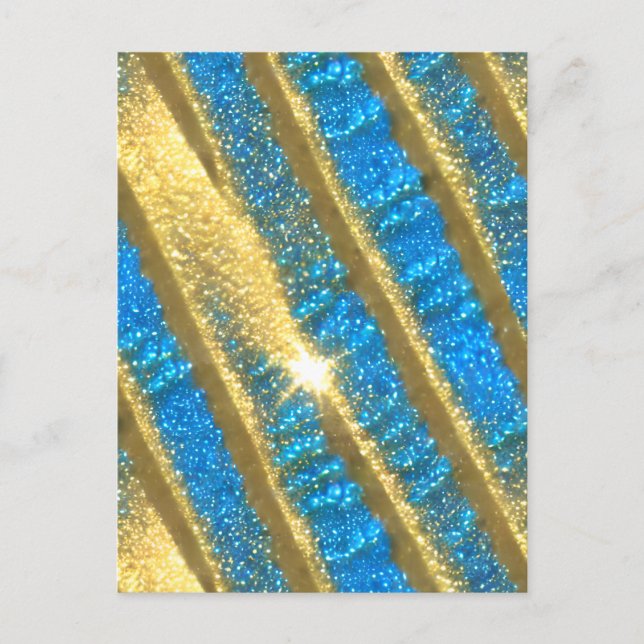 Blått och Guld Glitter Mönster Vykort (Framsida)