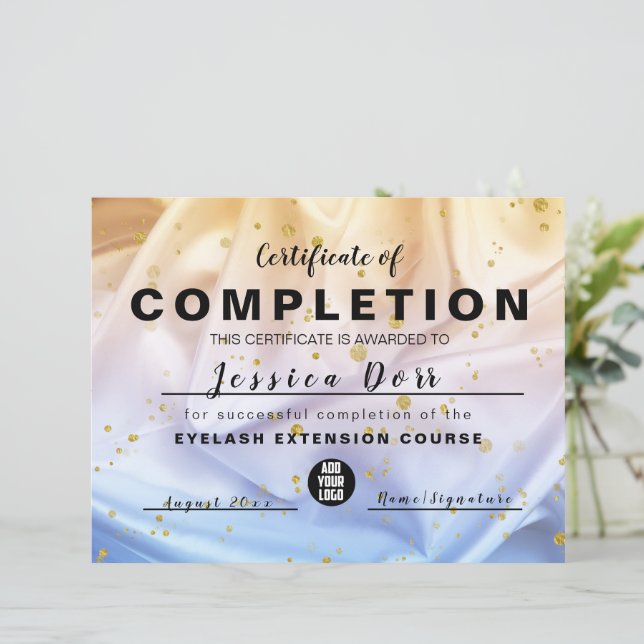 Blått och Guld Glitter-tilldelningsbevis (Stående Fram)