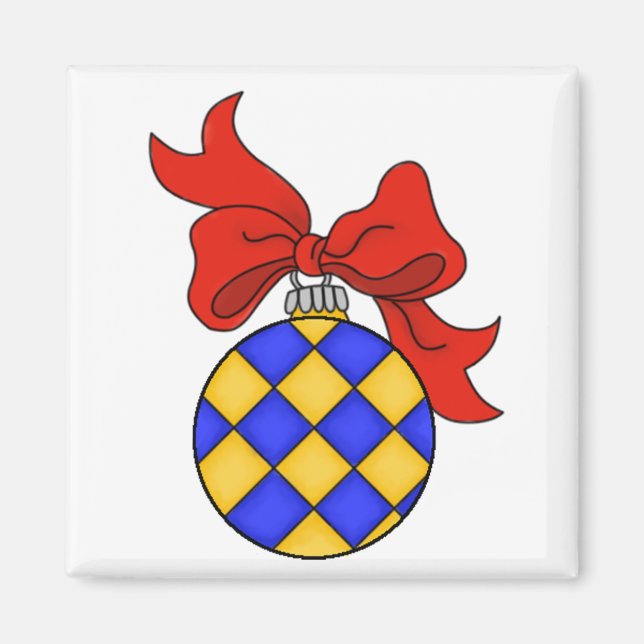 Blått och Guld-julprydnad - Magnet (Framsidan)