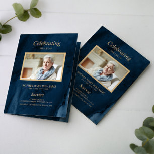 Blått och Guld-kalligrafi  Memorial Program