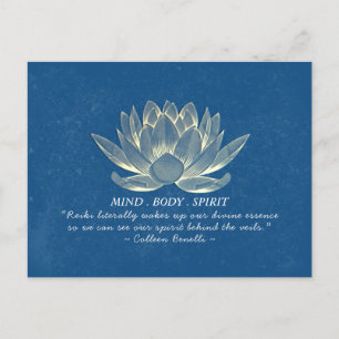 Blått och Guld Lotus Yoga Meditation-instruktionso Vykort