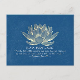 Blått och Guld Lotus Yoga Meditation-instruktionso Vykort