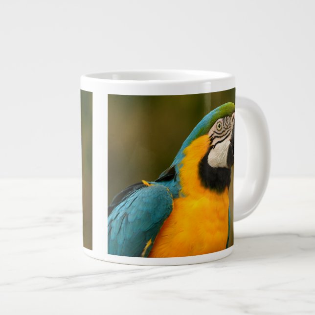 blått och guld macaw jumbo mugg (Framsida höger)