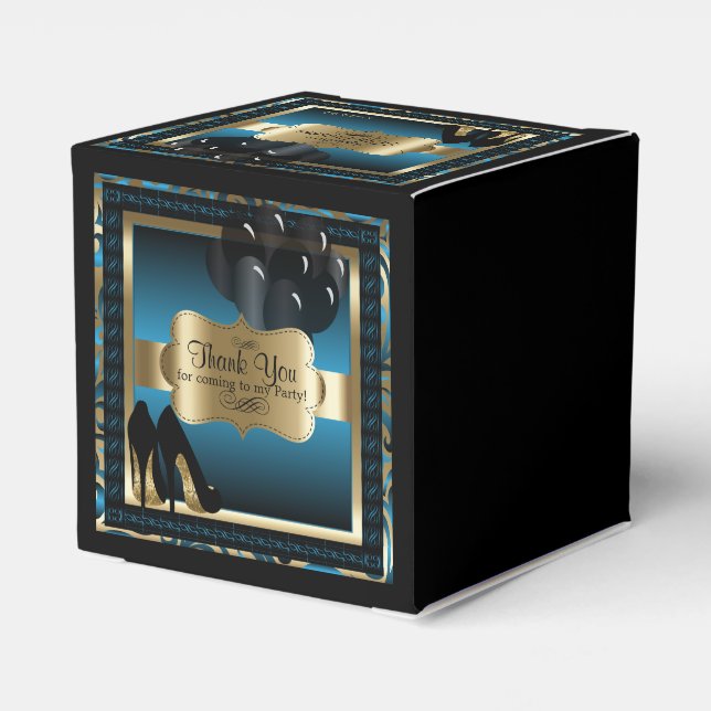 Blått och Guld-metall - tionde födelsedag | DIG-te Presentaskar (Baksidan Sidan)