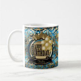 Blått och Guld Metallic Lycklig 900th Birthday Sta Kaffemugg