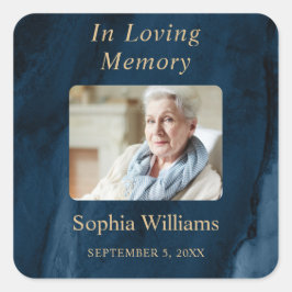 Blått och Guld-minnesplatshållare Fyrkantigt Klistermärke