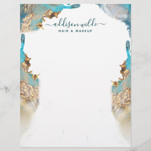 Blått och Guld, modern konst i flytande Bläck Brevhuvud