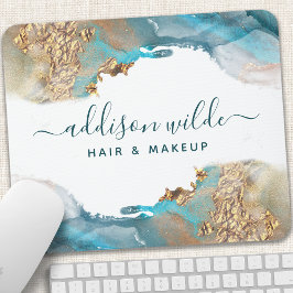 Blått och Guld, modern konst i flytande vattenfärg Musmatta