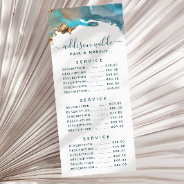 Blått och Guld, modern konst i flytande vattenfärg Reklamkort