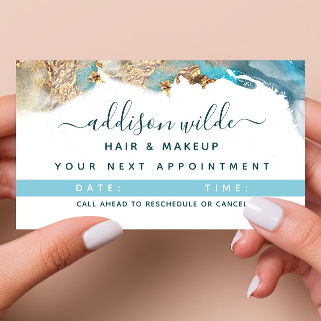 Blått och Guld, modern konst i flytande vattenfärg Tidsbeställning Kort (Skapare uppladdad)