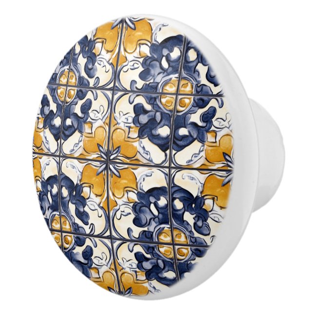 Blått och guld Mönster  Knopp (Höger)