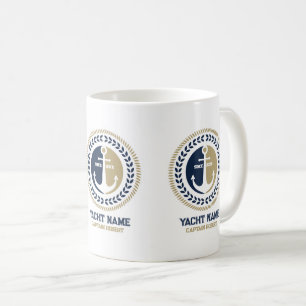 Blått och guld nautiska ankarkaffe mugg