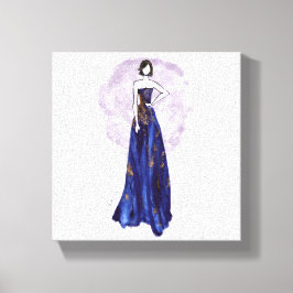 Blått och Guld, omformad arbetsyta Canvastryck