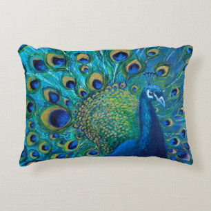 Blått och Guld-peacock-design Prydnadskudde