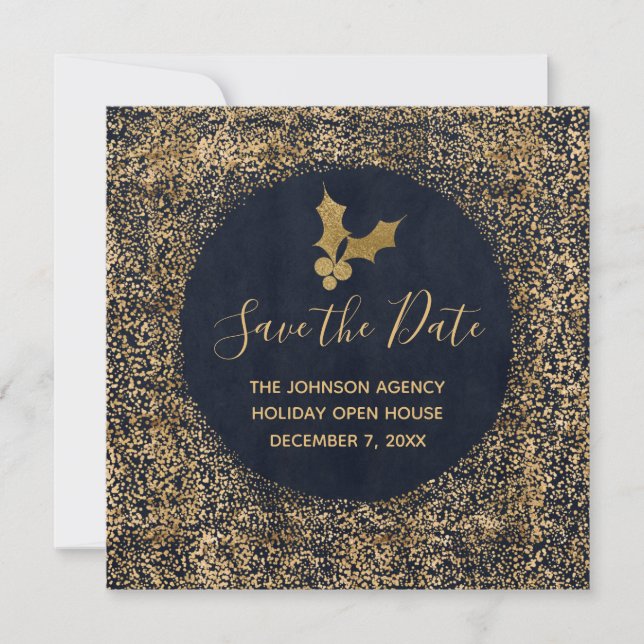 Blått och Guld Spara händelsen Date Business Helgd Meddelande (Framsida)