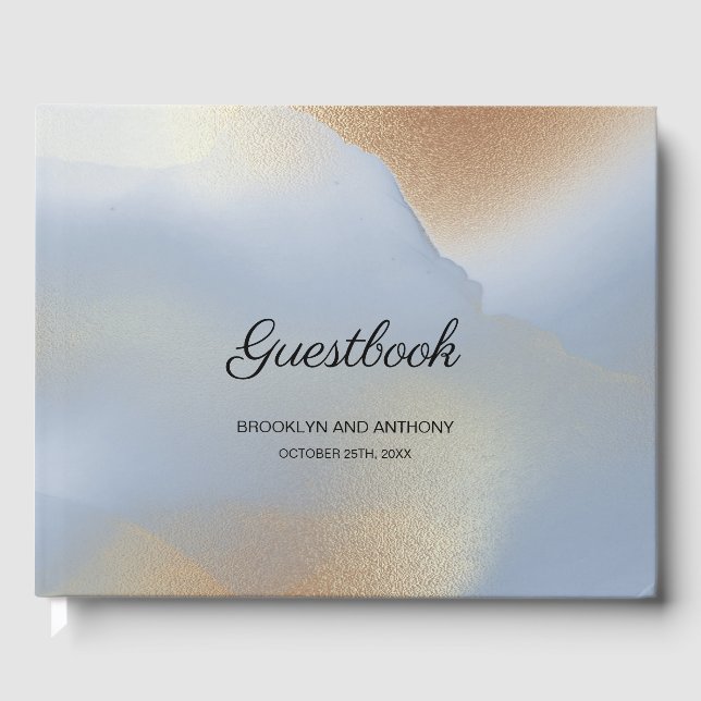 Blått och Guld Struktur Gästböcker (Framsida)