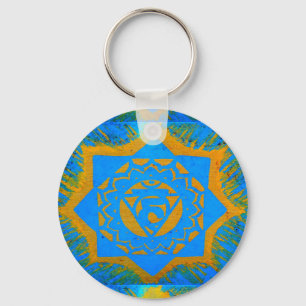 blått och guld- tibetan design nyckelring