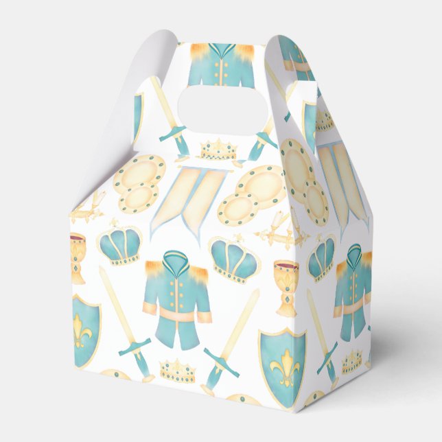 Blått och Guld vattenfärg Linprins Birthday Presentaskar (Framsidan Sidan)