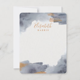 Blått och Guld vattenfärgsbyte Anteckningskort