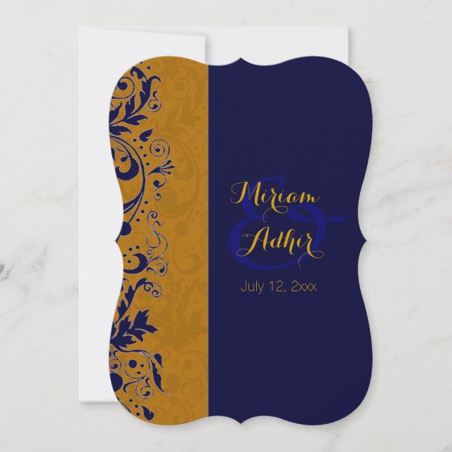 Blått- och guldMuslimbröllop eller förlovning Inbjudningar (Framsida)