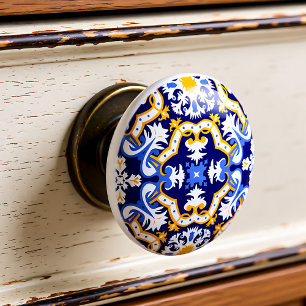 💛, blått och gult Azulejos Knopp