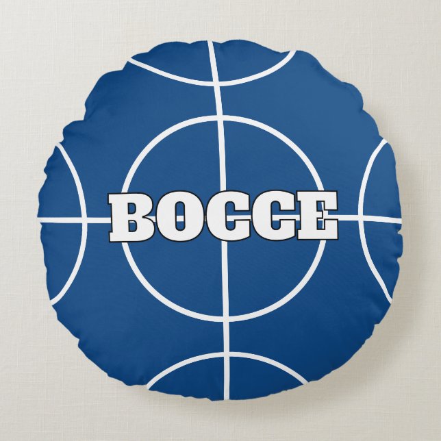Blått och Gult Bocci Boll runt kudde (Framsidan)