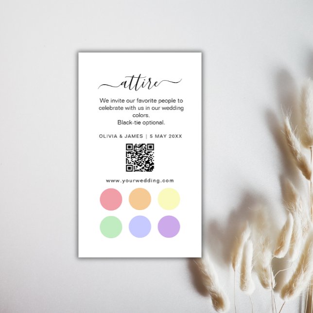 Blått och Gult Bröllopsklädkod Kort (Blue and Yellow Wedding Attire Dress Code Card)