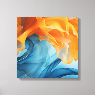 Blått och gult canvastryck