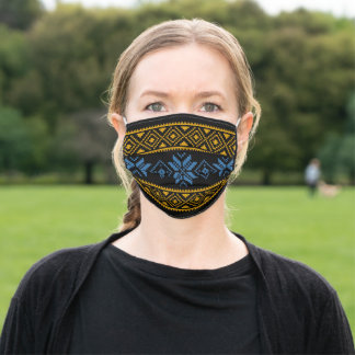 Blått och Gult Embroidery Ansikte Mask