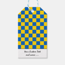 Blått och Gult färg2/mönster Presentetikett