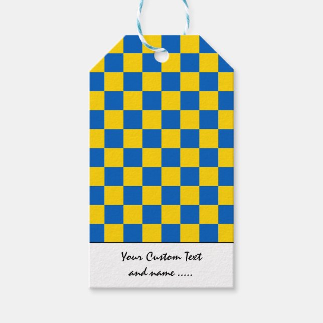 Blått och Gult färg2/mönster Presentetikett (Framsidan)