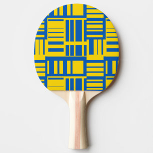 Blått och Gult Färg-linjekonstruktion Mönster Pingisracket
