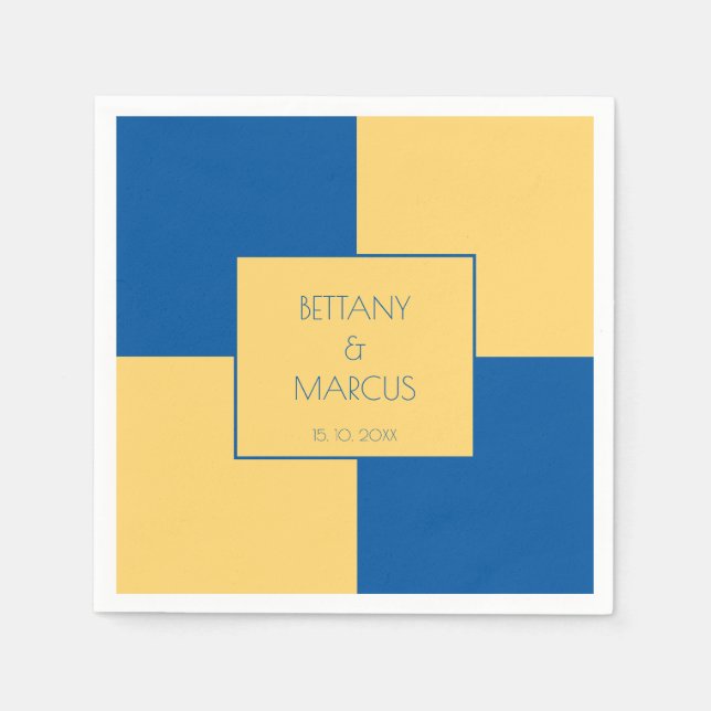 Blått och Gult för contemporary har kontrollerats Pappersservett (Framsidan)