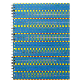 Blått och Gult Geometric Folart mönster Anteckningsbok