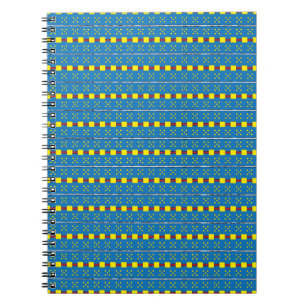 Blått och Gult Geometric Folart mönster Anteckningsbok