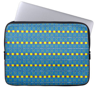 Blått och Gult Geometric Folart mönster Laptop Fodral